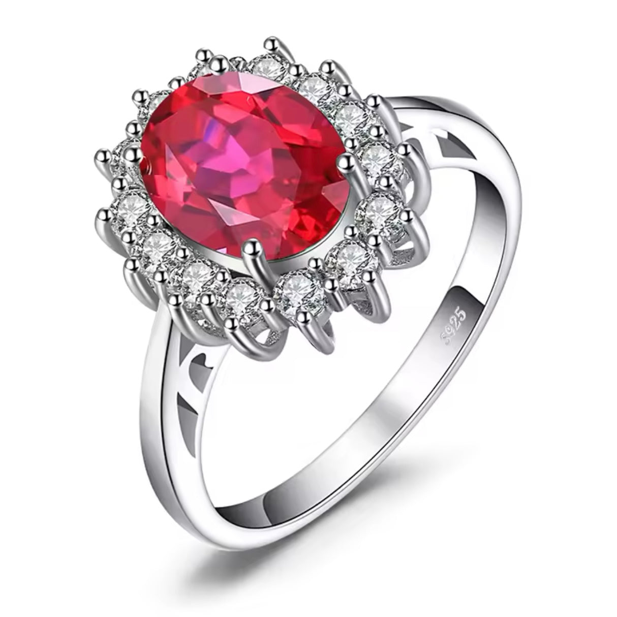 Gemstones Oval Halo Ring