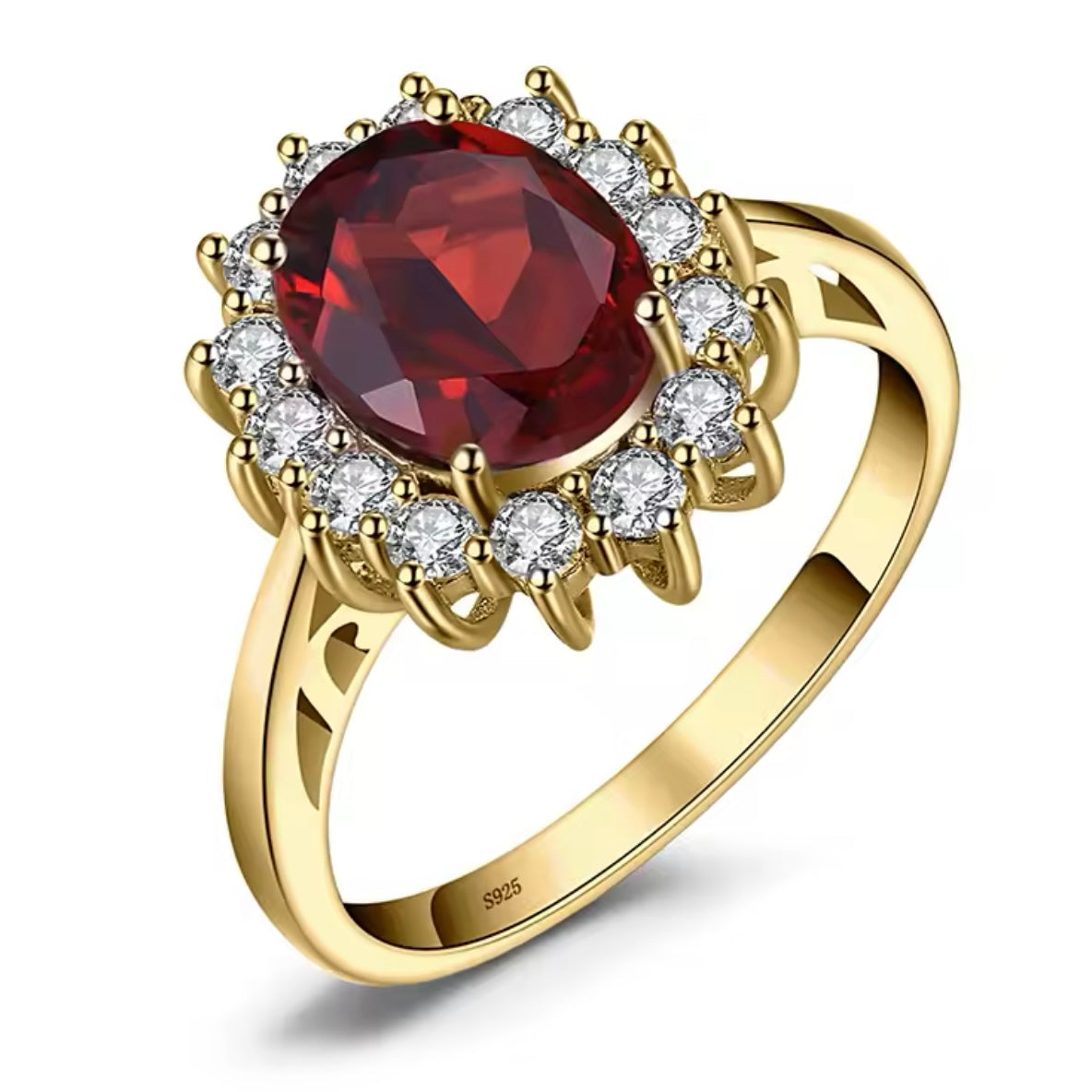 Gemstones Oval Halo Ring